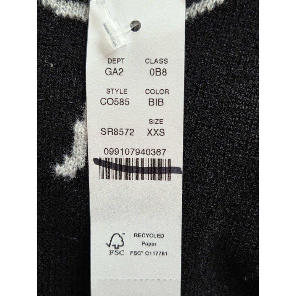 J. Crew Perfect Cashmere Crewneck Sweater Bow Print XXS Black White NWT $188 - Picture 6 of 8